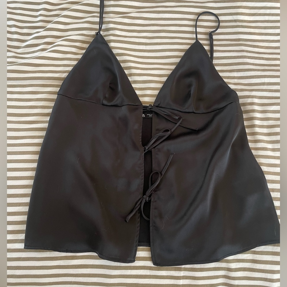 Zara satin bow top